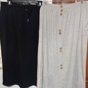 Black and Gray Button-Front Pencil Skirt Set